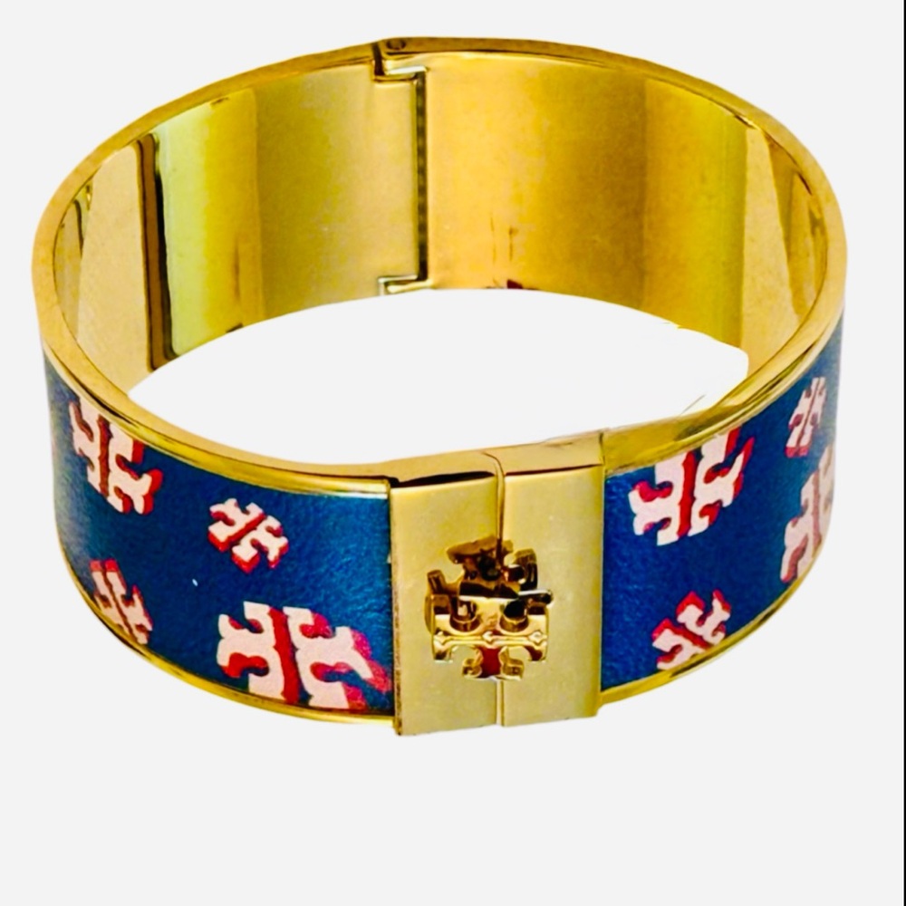 Tory Burch Gold and Blue Jewelry with Decorative Enamel